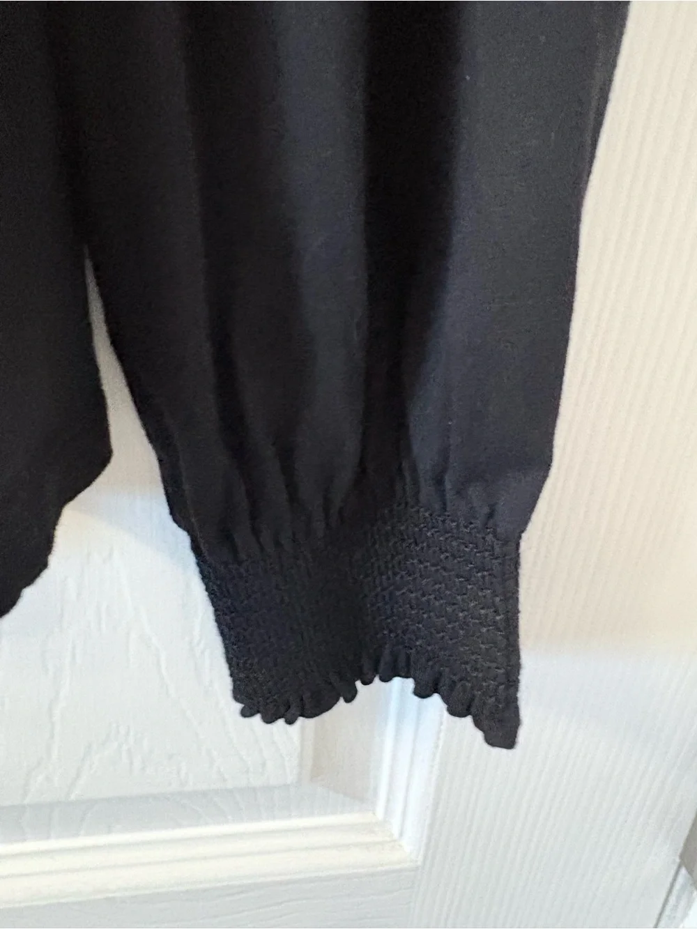 Boden Black Puff-Sleeve Long-Sleeve Top